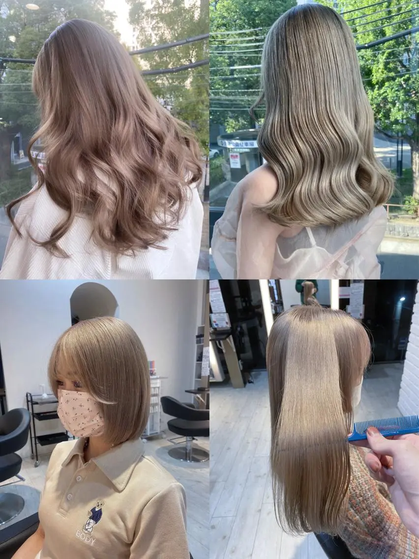 セミロング カラー ベージュカラー ミルクティーベージュ 鈴木/ボブ/ ミルクティー/ピンクのヘアスタイル