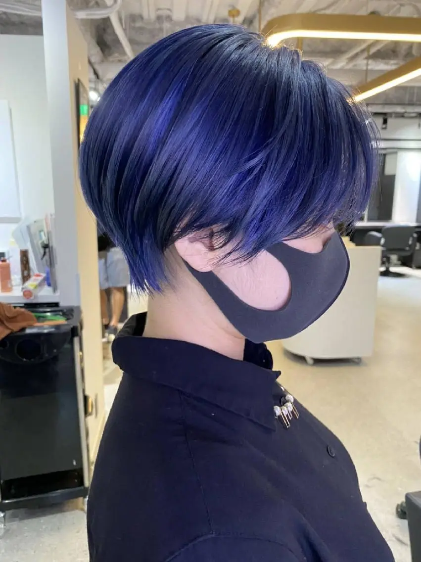 ショート カラー ブルーカラー ネイビーカラー ショートヘア カット ヘアカラー 心斎橋/難波ショート 白髪ぼかし 中尾のヘアスタイル
