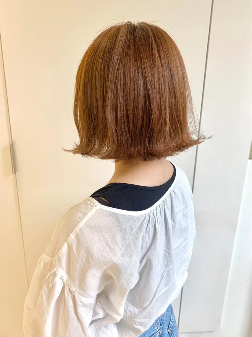 ミディアム カラー オレンジ Okamura Chisatoのヘアスタイル