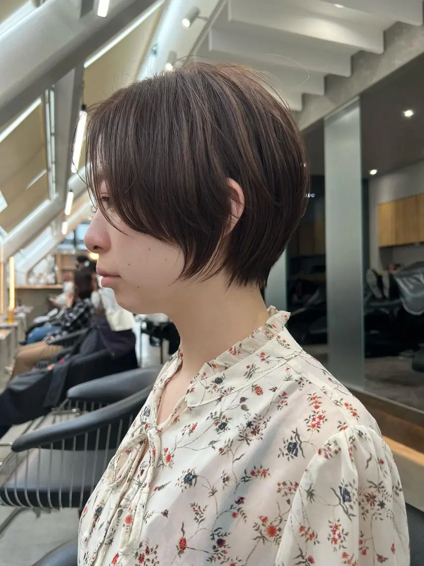 ショート カラー ショートヘア 小顔カット トリートメント 縮毛矯正×艶髪カラー 髪質改善/三ツ木のヘアスタイル