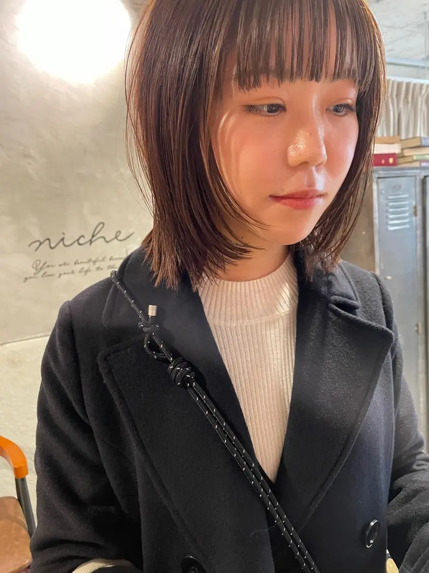 ミディアム カット ヘアカラー トリートメント ayane⭐️ボブ・ ショート・パーマのヘアスタイル