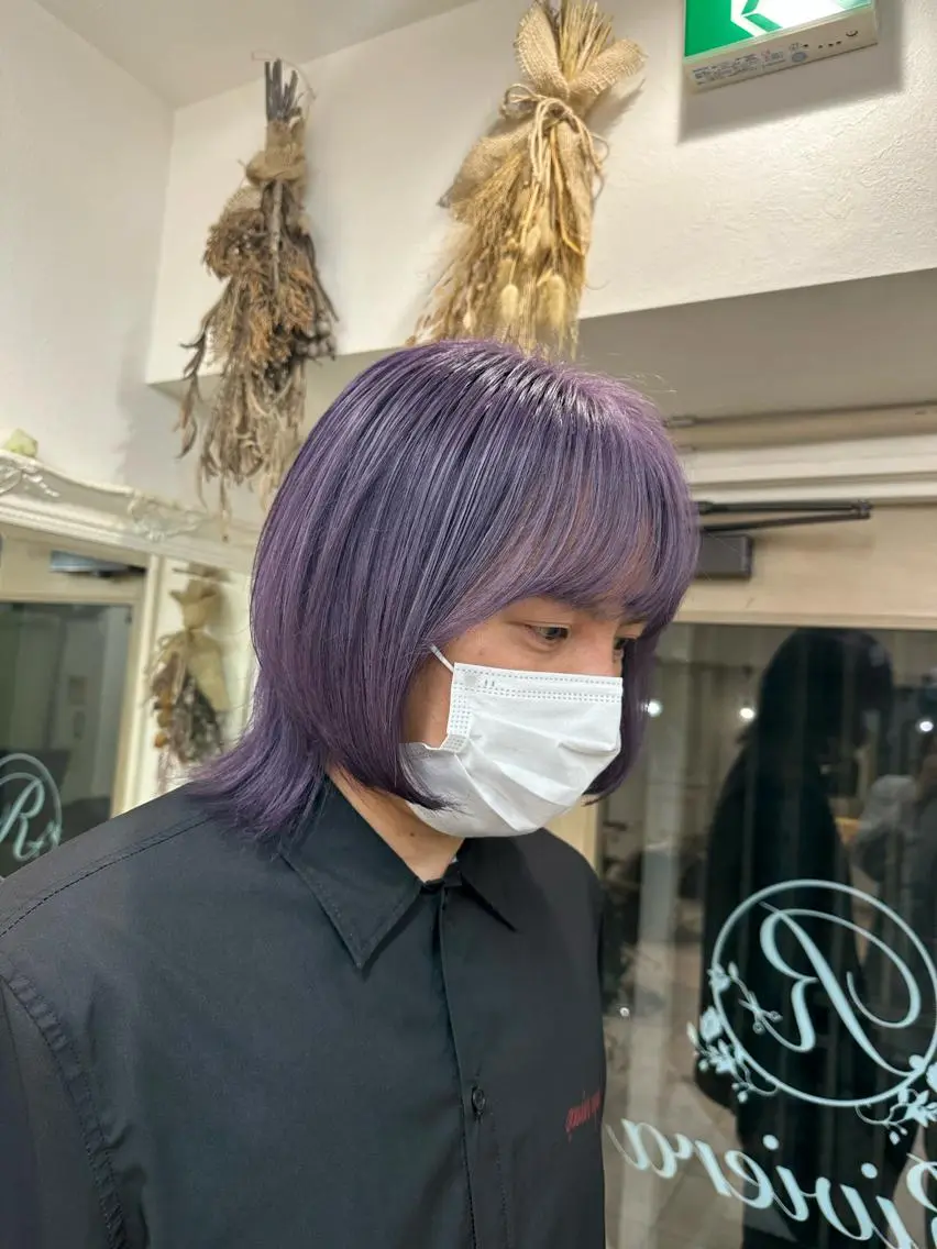 ショート カラー ブリーチ ラベンダーカラー ミルクティーベージュ /三村克彦のヘアスタイル