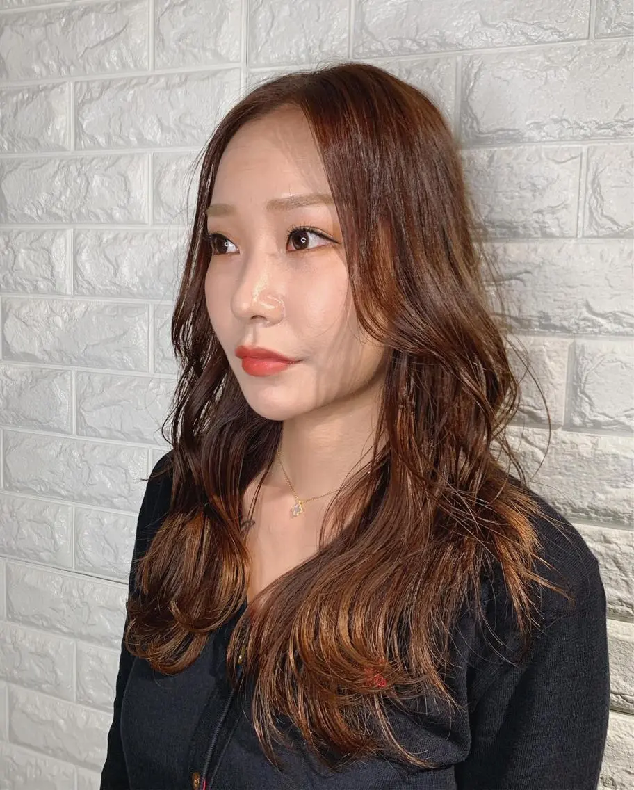 ロング カラー 顔周りカット ハッシュカット 韓国風ヘア Lee東三国 店長 谷辻誠志のヘアスタイル
