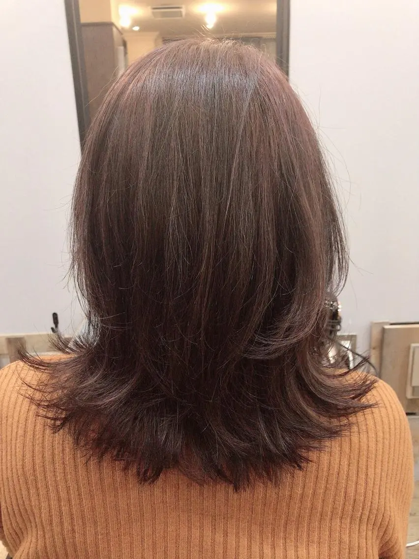 ミディアム カラー ブラウンカラー パープルカラー パープルブラウン カット ヘアカラー トリートメント 特殊カラー特化 ✂️SHIAN フジのヘアスタイル