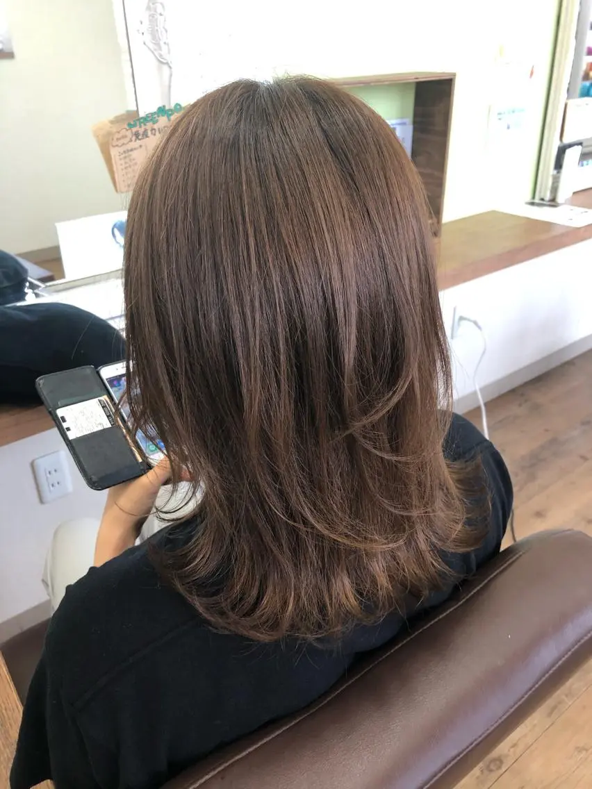 ミディアム カラー パーマ ヘアアレンジ ❣️倉敷❣️美髪 カラー能登一成のヘアスタイル