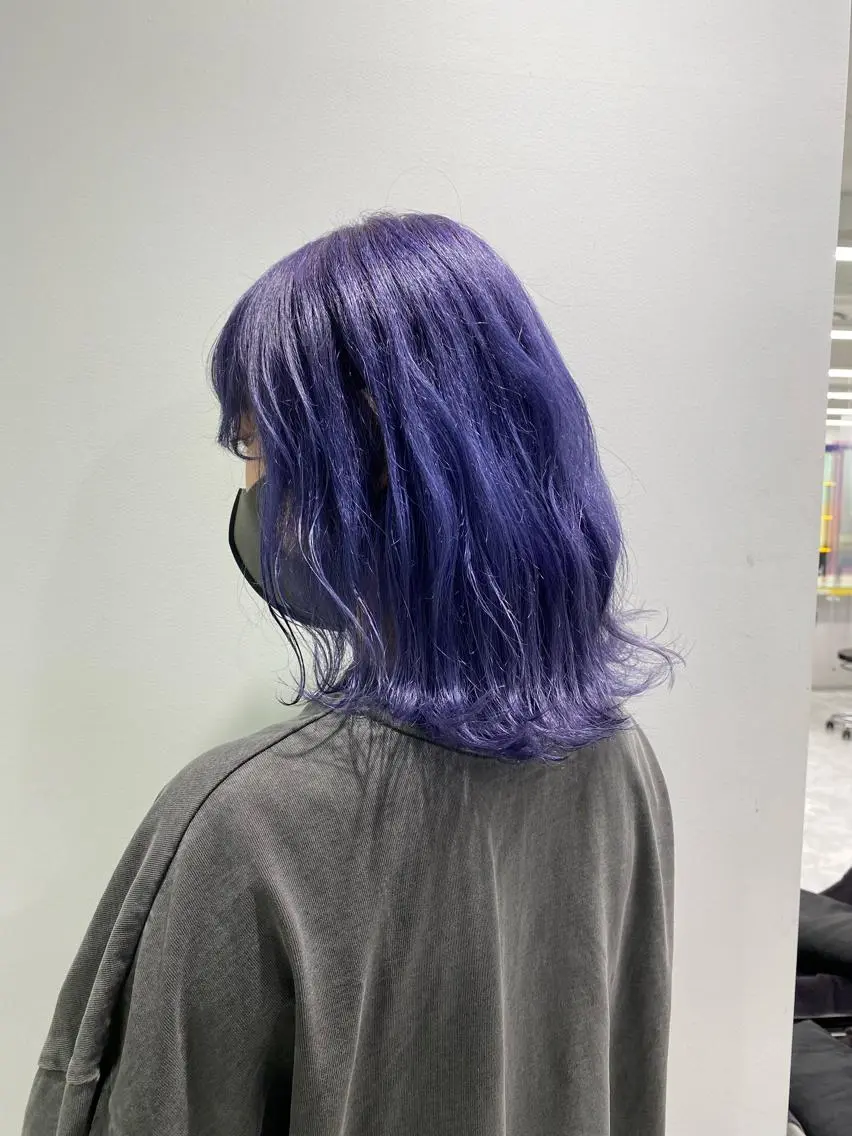 ロング カラー パーマ ヘアアレンジ メンズ キッズ ネイル マツエク・マツパ ブルーカラー ブルーラベンダー ラベンダーカラー ブルー 🦋haginoya miho🦋のマツエク・マツパデザイン