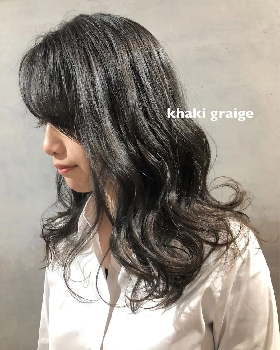 セミロング カラー グレージュ カーキグレージュ カット ヘアカラー トリートメント ヘッドスパ ツキノキ　ミナ 8月から西梅田店のヘアスタイル