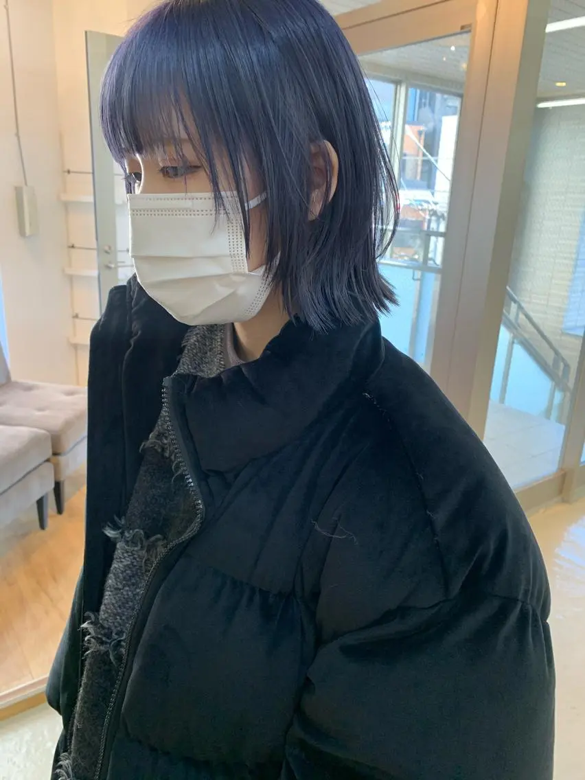 ミディアム カラー ブルーカラー ネイビーカラー ウルフカット カット ヘアカラー ベージュ🤎透明感 カラー🤎anriのヘアスタイル