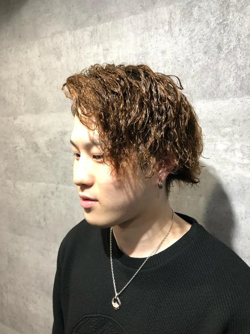 セミロング カラー パーマ ヘアアレンジ メンズ カット パーマ ヘアセット 中西 将斗のヘアスタイル