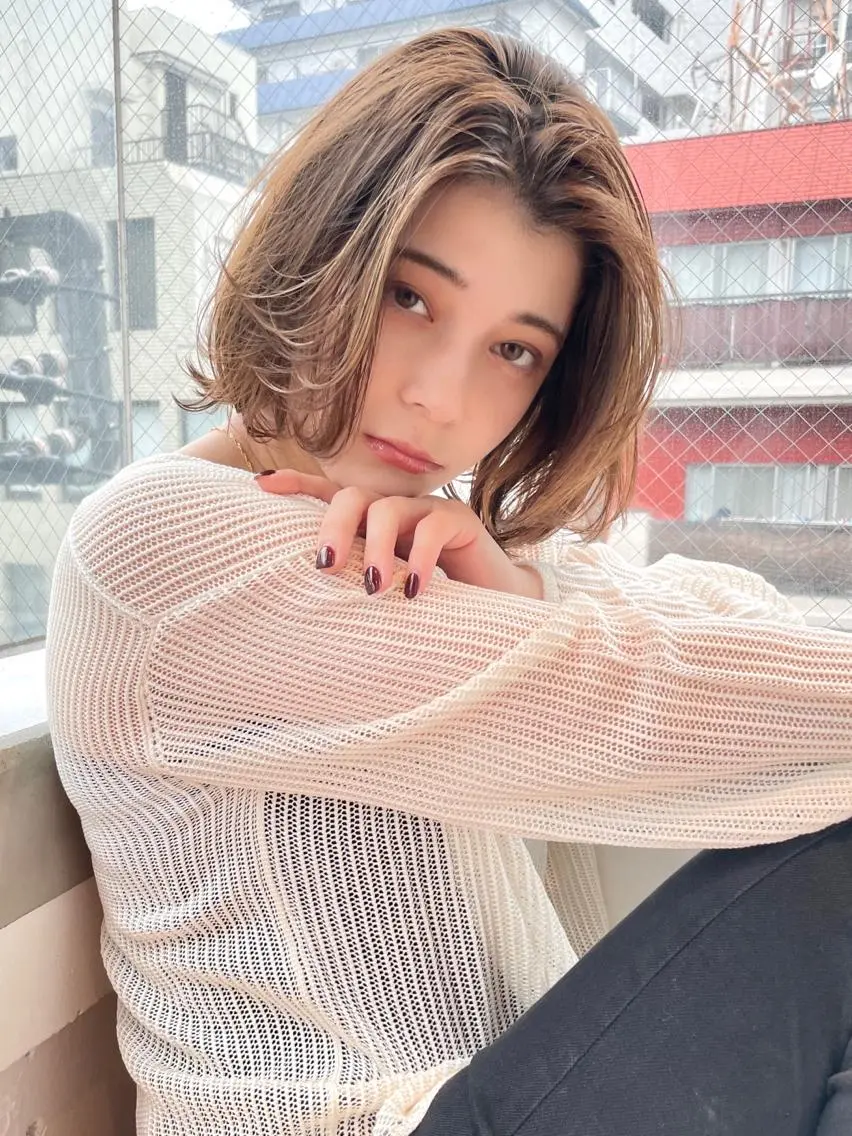 ショート カラー ボブレイヤー ボブ レイヤーカット ショート・ボブ 徳竹淳一のヘアスタイル