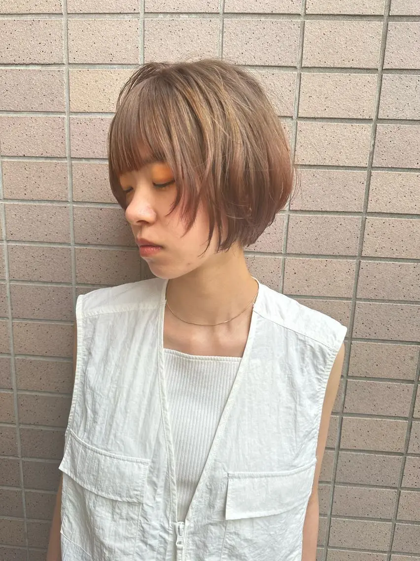ショート ボブ カット ヘアカラー トリートメント 【潤いツヤヘア🫧】 岸野 妙波のヘアスタイル