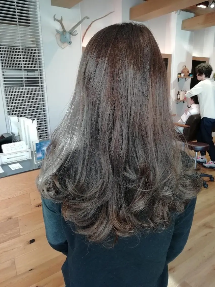 カラー アッシュ アッシュグレー 堀 望美のヘアスタイル