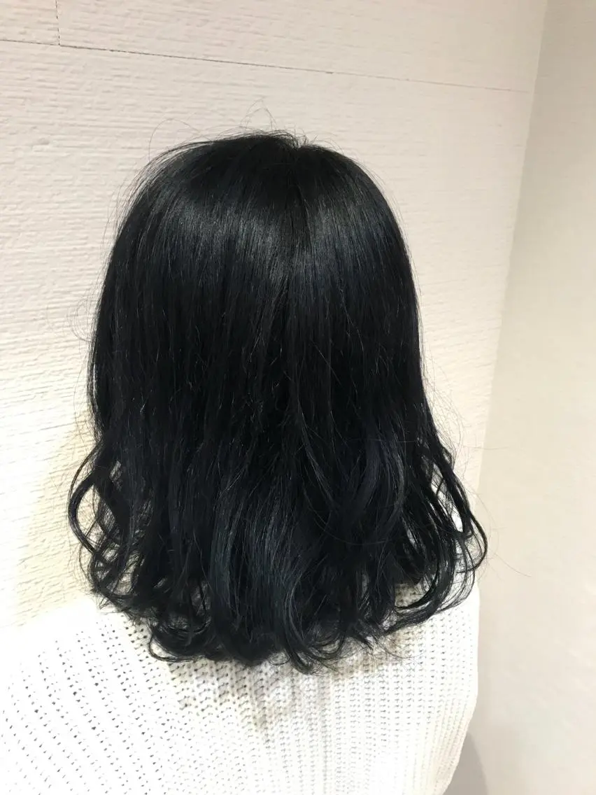 ショート カラー 黒髪 ブルーカラー ブルーブラック 【メンズ縮毛矯正】 田中秀斗のヘアスタイル