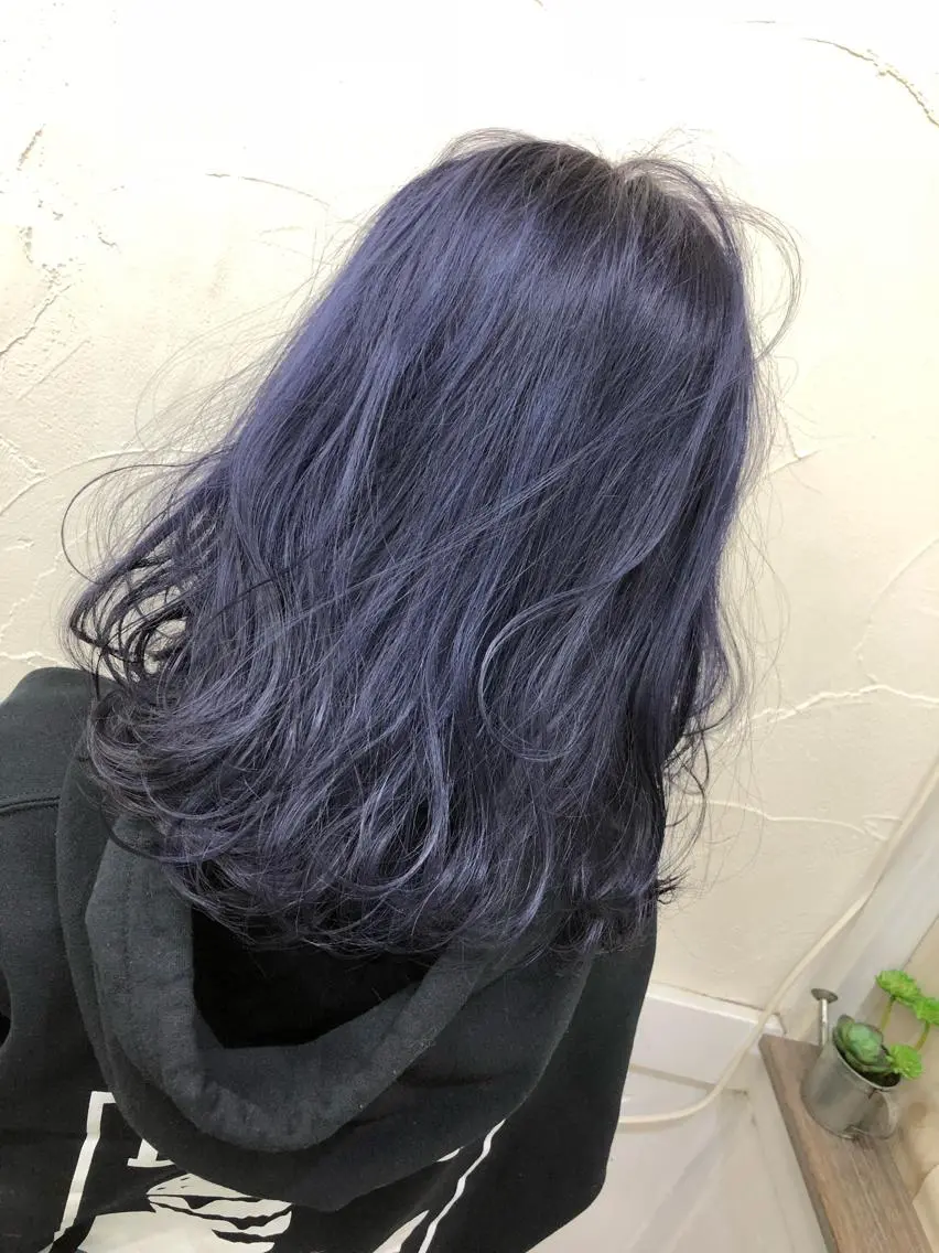 ミディアム カラー ブルーカラー ブルーパープル パープルカラー ヘアカラー トリートメント PSY(サイ)池袋 金田尚久🎨のヘアスタイル