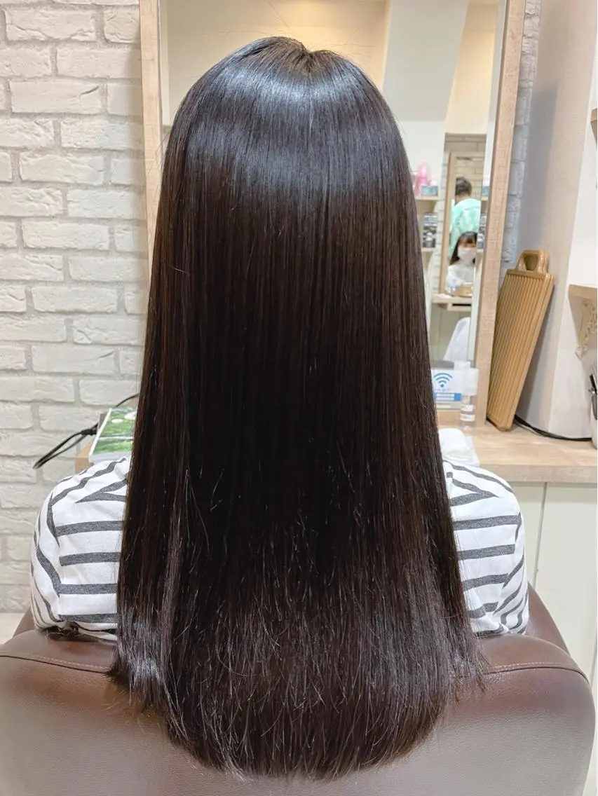 ロング 髪質改善 カット 縮毛矯正 トリートメント 清水 有実子のヘアスタイル