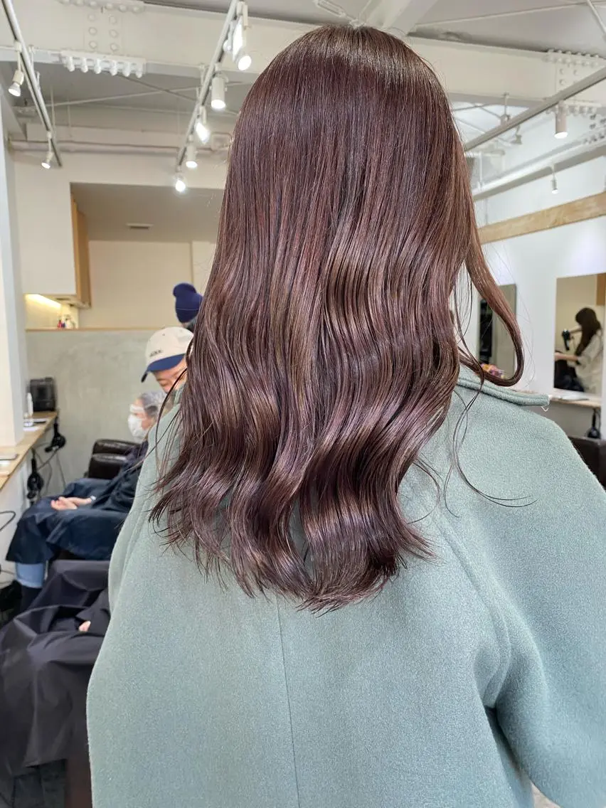 セミロング カラー レッドカラー 森貴裕/ベージュ/ パーマ/オリーブのヘアスタイル