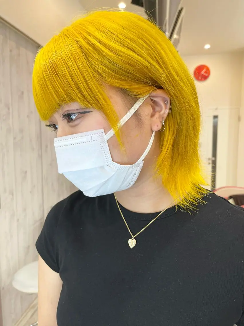 カラー イエローカラー ヘアカラー トリートメント Kazu 🌠名古屋 ハイトーン/レイヤーのヘアスタイル