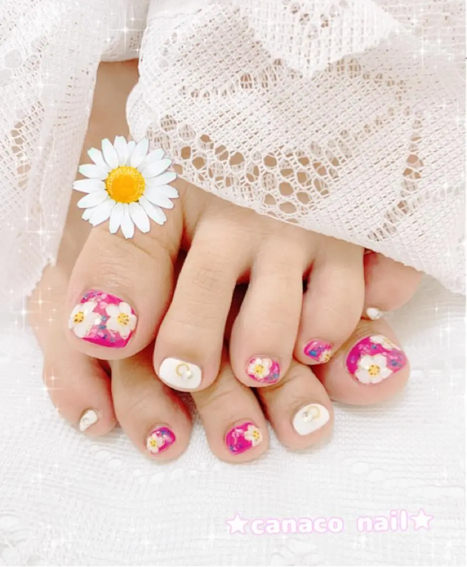 ネイル フラワーネイル フットネイル ベテランネイル cnc nailのネイルデザイン