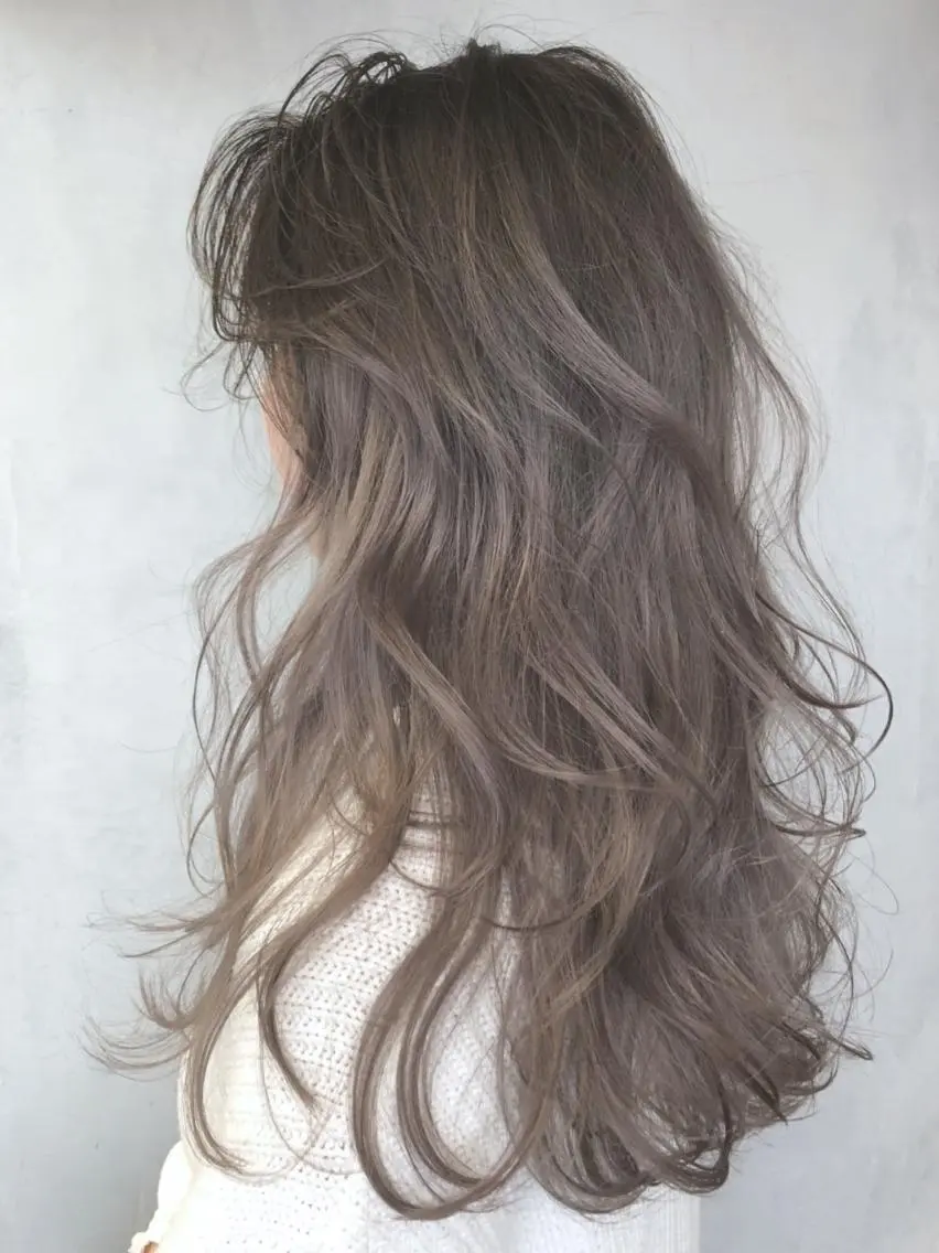 ロング カラー パーマ ヘアアレンジ ラベンダーカラー カット ヘアカラー トリートメント ITbyALBUM 中野店のヘアスタイル