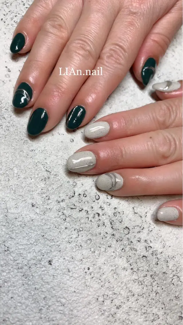 ネイル グリーン Lian nailのネイルデザイン
