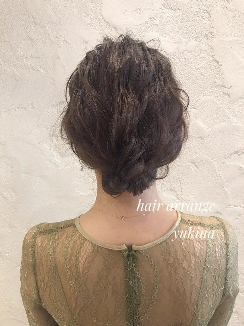 ミディアム お団子ヘア ヘアセット ✨透明感ケアカラー✨ 長野ゆきなのヘアスタイル