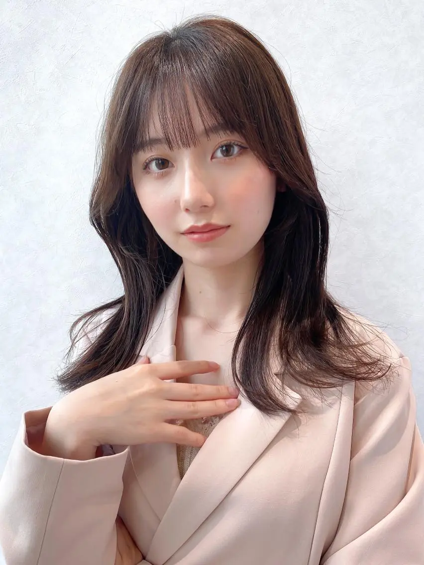 セミロング カラー ベージュカラー ブラウンカラー ブラウンベージュ くびれヘア 顔周りカット 顔周り/くびれヘア 韓国ヘア💕風間るなのヘアスタイル