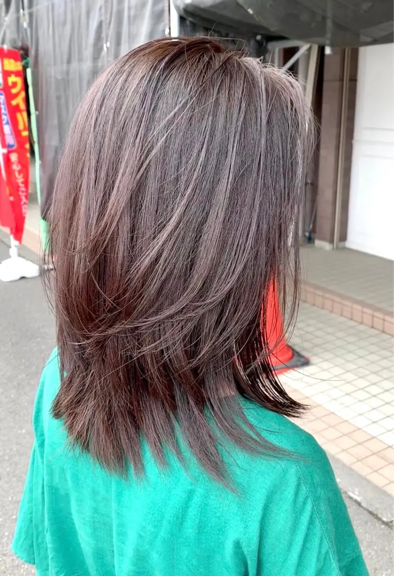 ミディアム カラー パーマ GLITTER笠原店 グリッターカサハラのヘアスタイル