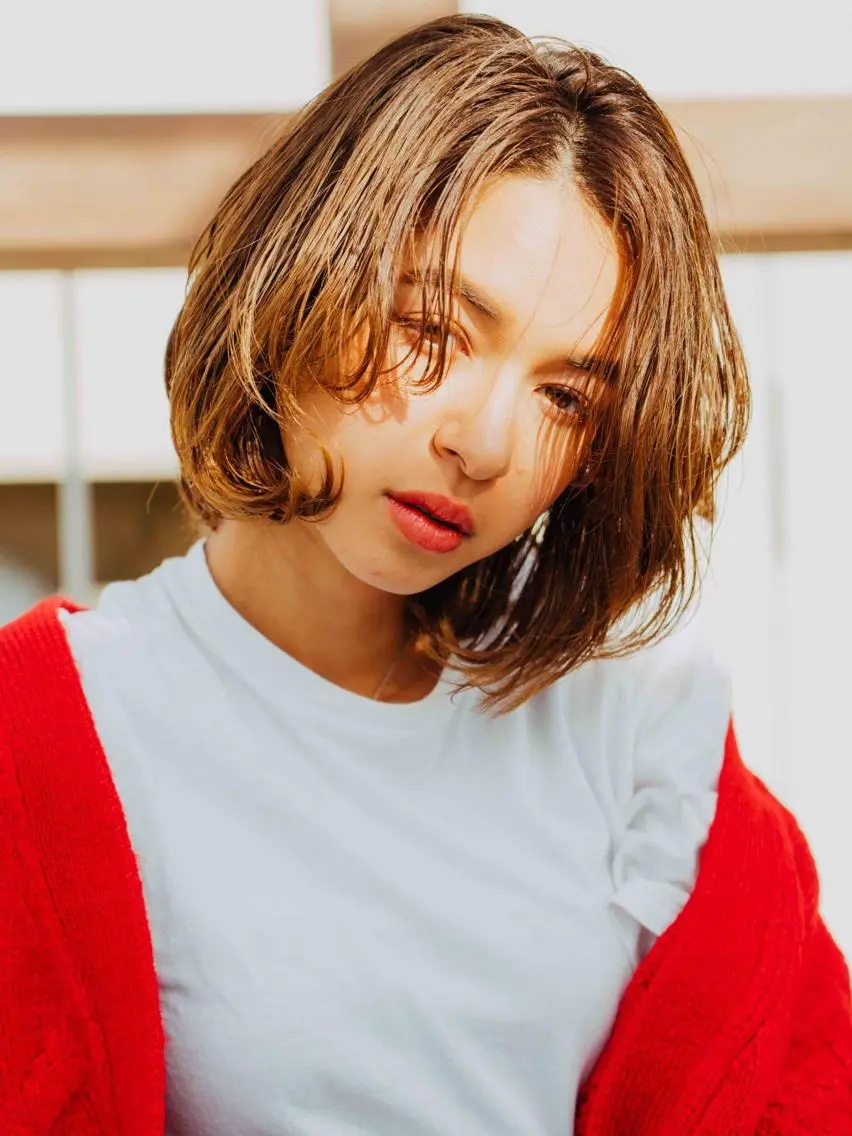 ショート カラー パーマ ヘアアレンジ メンズ キッズ ネイル マツエク・マツパ メンズウルフカット ハンサムショート アディクシーカラー 透明感カラー ボブ 藤井 仁紀のヘアスタイル