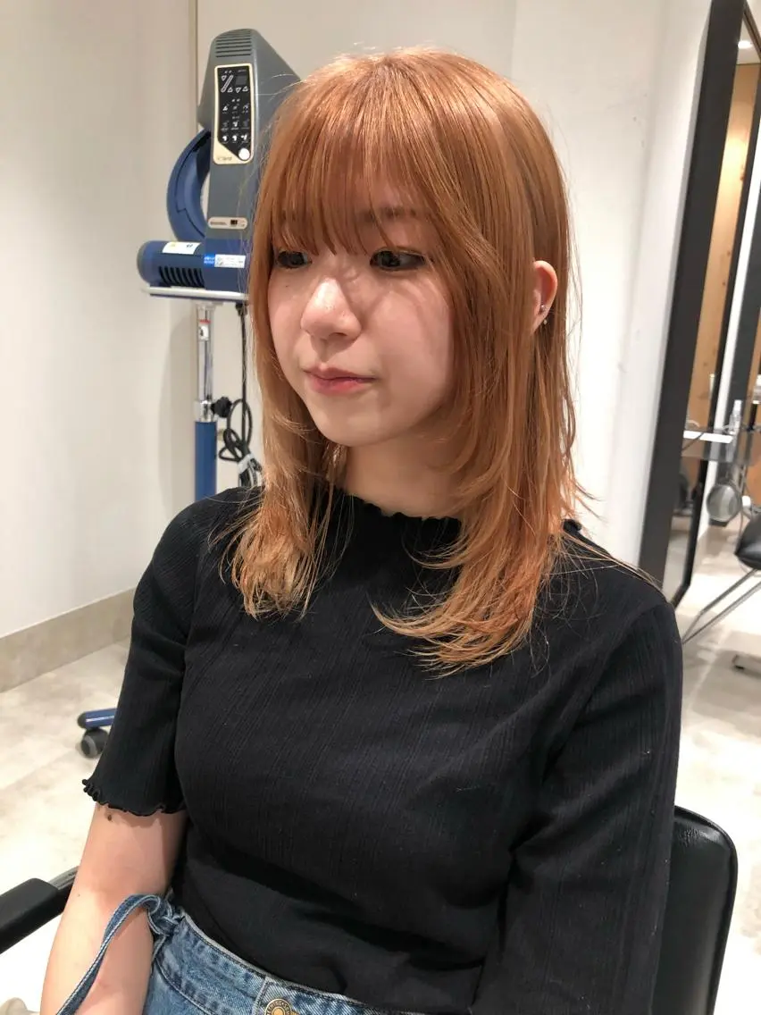 ミディアム カラー ベージュカラー オレンジ オレンジベージュ ウルフカット カット ヘアカラー トリートメント ヘアセット センスをお届けします 大谷将生infpのヘアスタイル