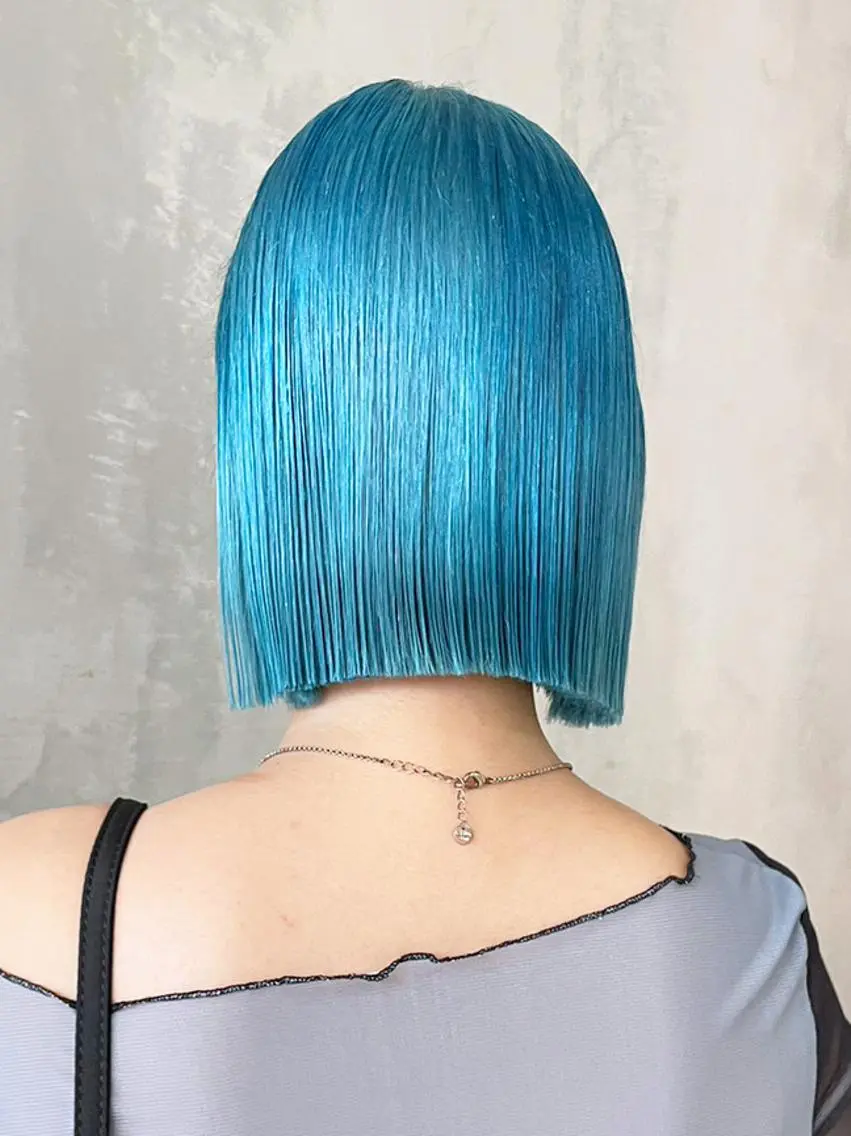カラー ミディアム アクアカラー ブルーカラー ボブ カット ヘアカラー トリートメント ITbyALBUM 中野店のヘアスタイル