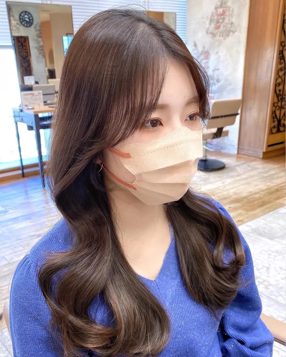 ロング カラー カット ヘアカラー トリートメント 顔まわりカット🌟 くびれヘア/寺門遥輝のヘアスタイル