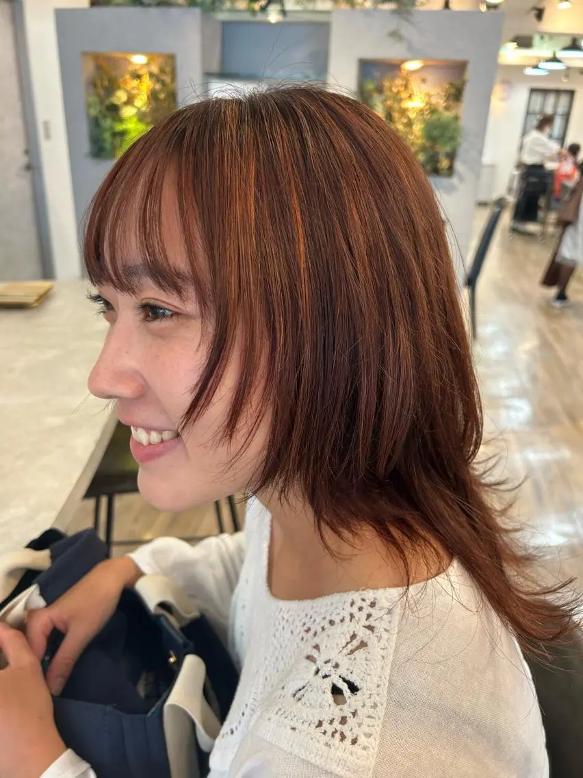 セミロング カラー ハイライトカラー ハイライト ウルフカット ブリーチ/ヘアセット 🪞🌙minamiのヘアスタイル