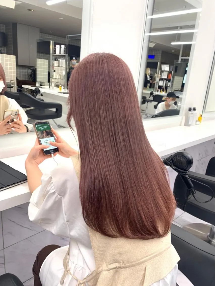 ロング カット 縮毛矯正 ヘアセット 縮毛/ダブルカラー 🦋ベージュヘア🦋のヘアスタイル