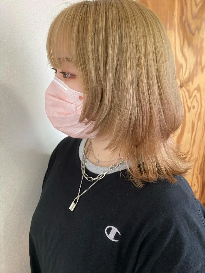 セミロング カラー ハイトーンカラー ウルフカット 🌸髪質改善特化🌸 店長 ゆうやのヘアスタイル