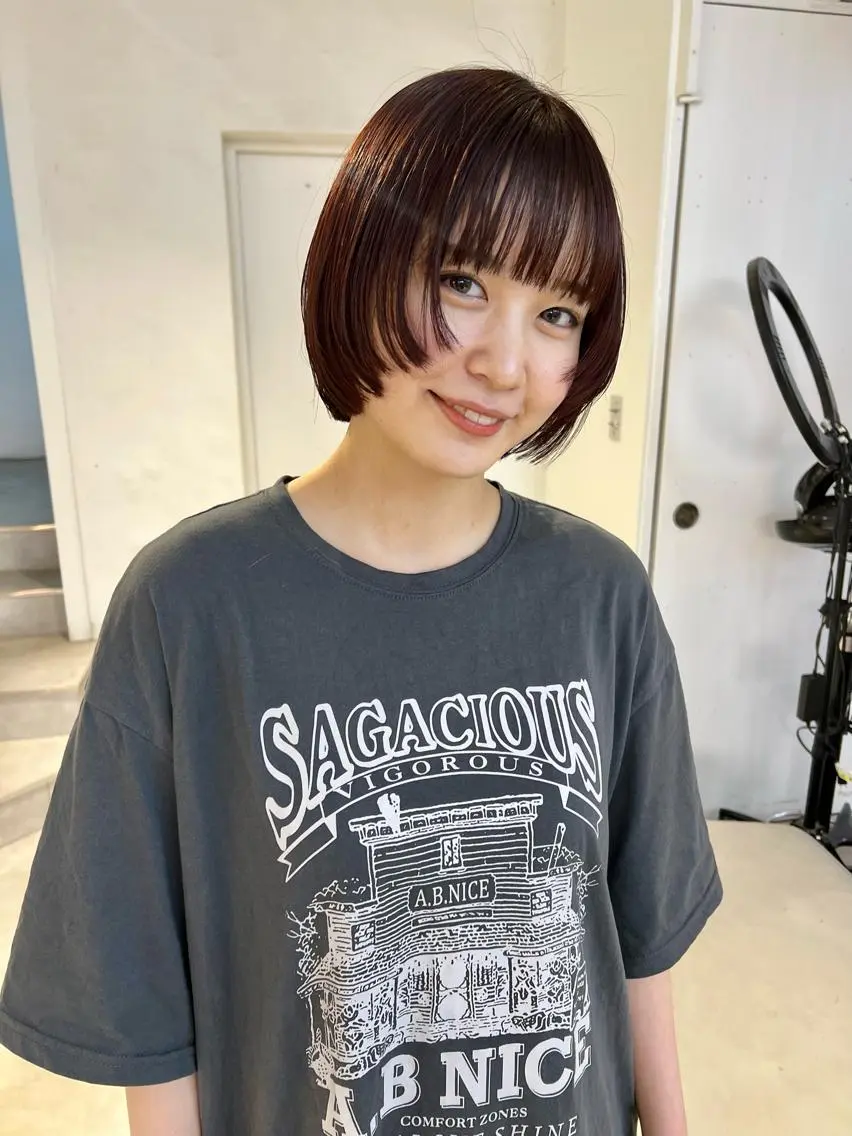ショート カラー ショートボブ ブラウンカラー レッドカラー レッドブラウン ボブ 顔周りカット/透明感 カラー✂️MEIのヘアスタイル