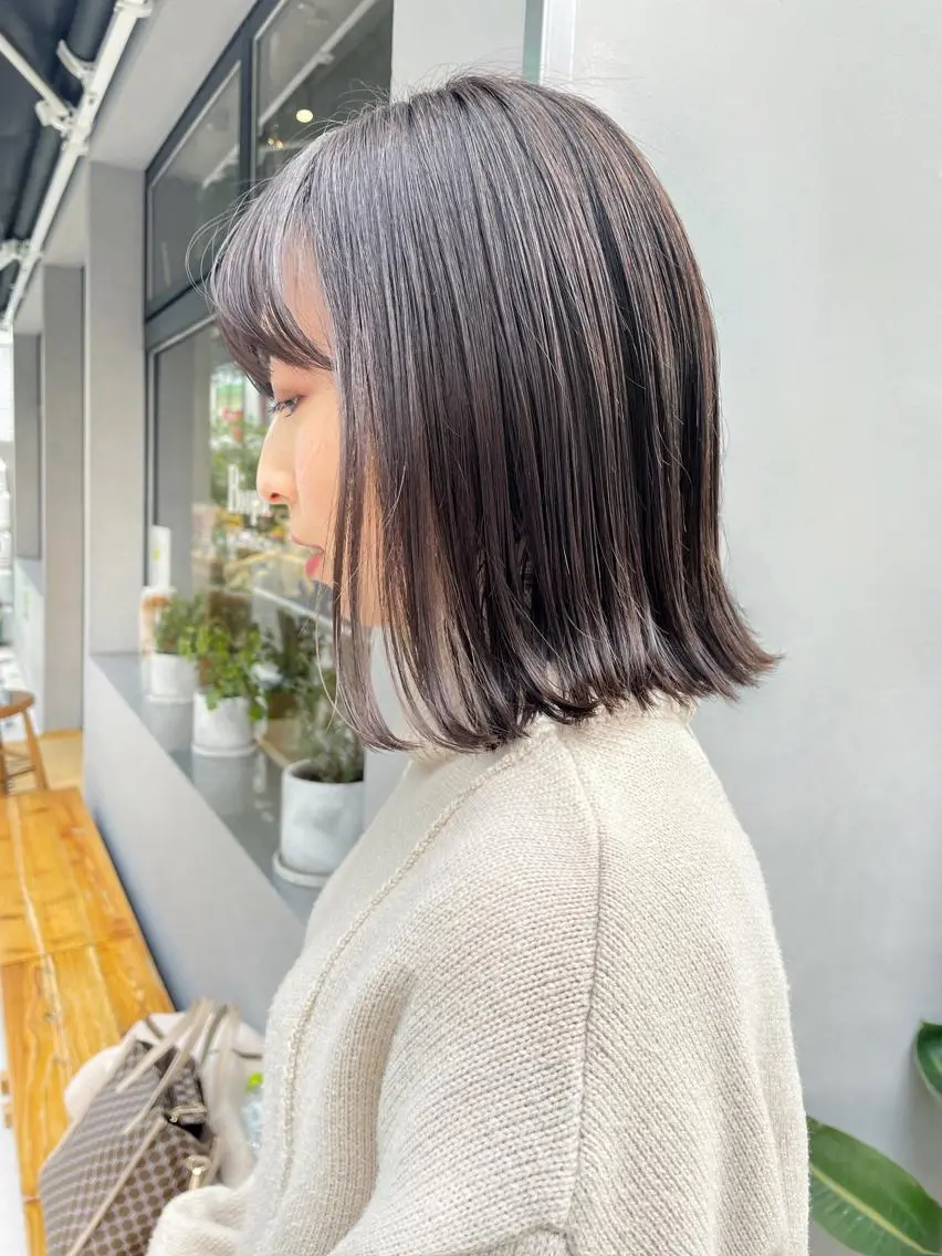 ミディアム カラー ブラウンカラー カット ヘアカラー トリートメント HIROKI ”博多 /ボブのヘアスタイル