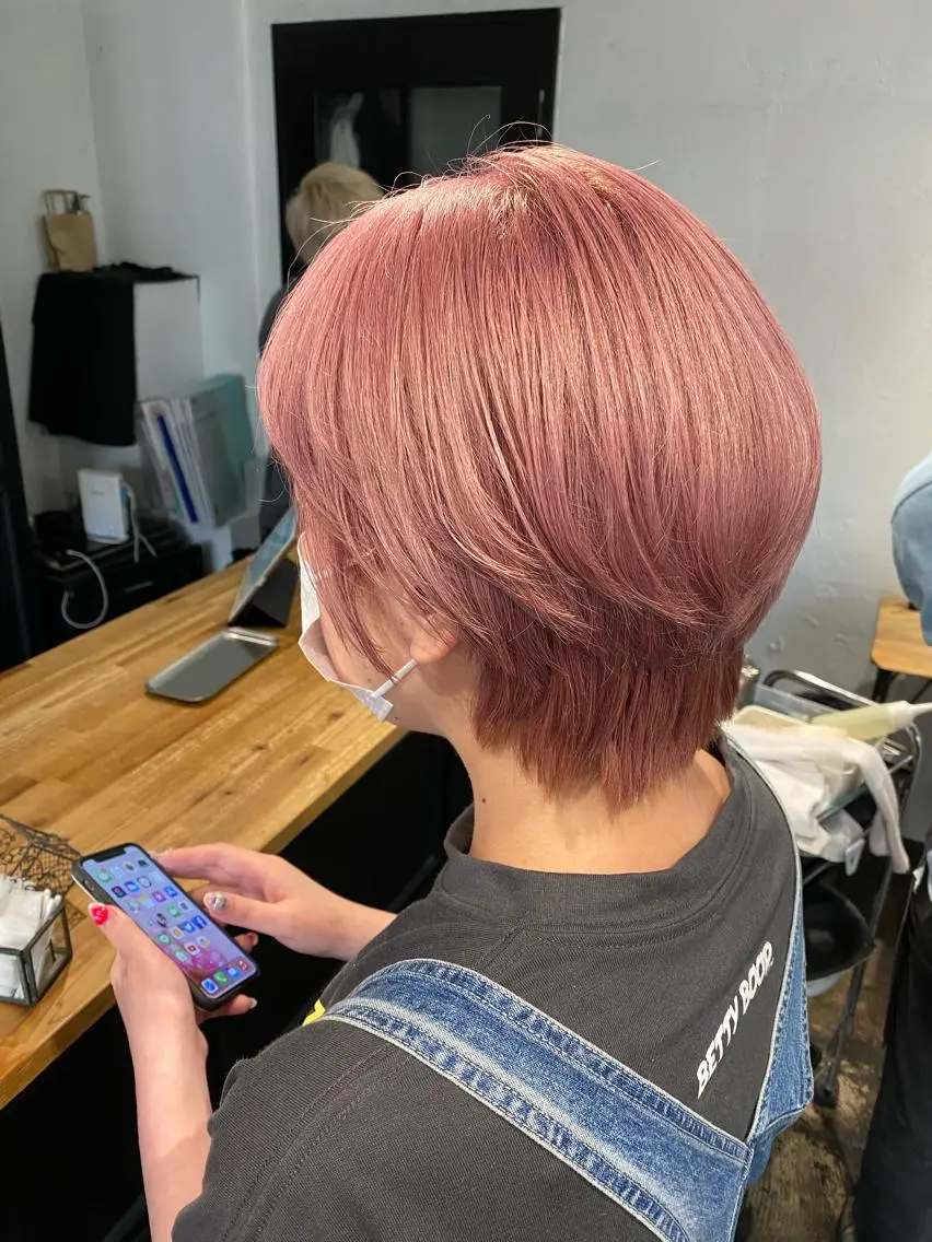 ショート カラー ブリーチ レイヤー暖色カラー 池袋Yamamotoのヘアスタイル