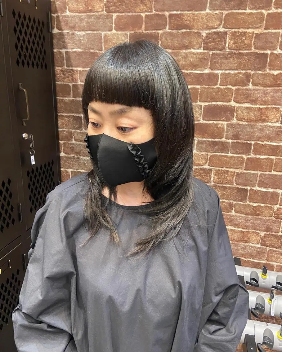 ミディアム カラー パーマ ヘアアレンジ メンズ キッズ ネイル マツエク・マツパ アイブロウ ミディアムパーマ マッシュウルフ マッシュ メンズパーマ メンズウルフカット 久木原 ゆりのヘアスタイル