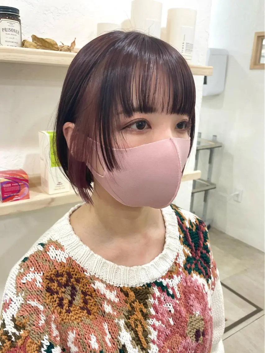 ショート カラー 切りっぱなしボブ ブリーチ 透明感カラー デザインカラー インナーカラー 髪質改善 縮毛矯正/ レイヤー/銀座/本木のヘアスタイル