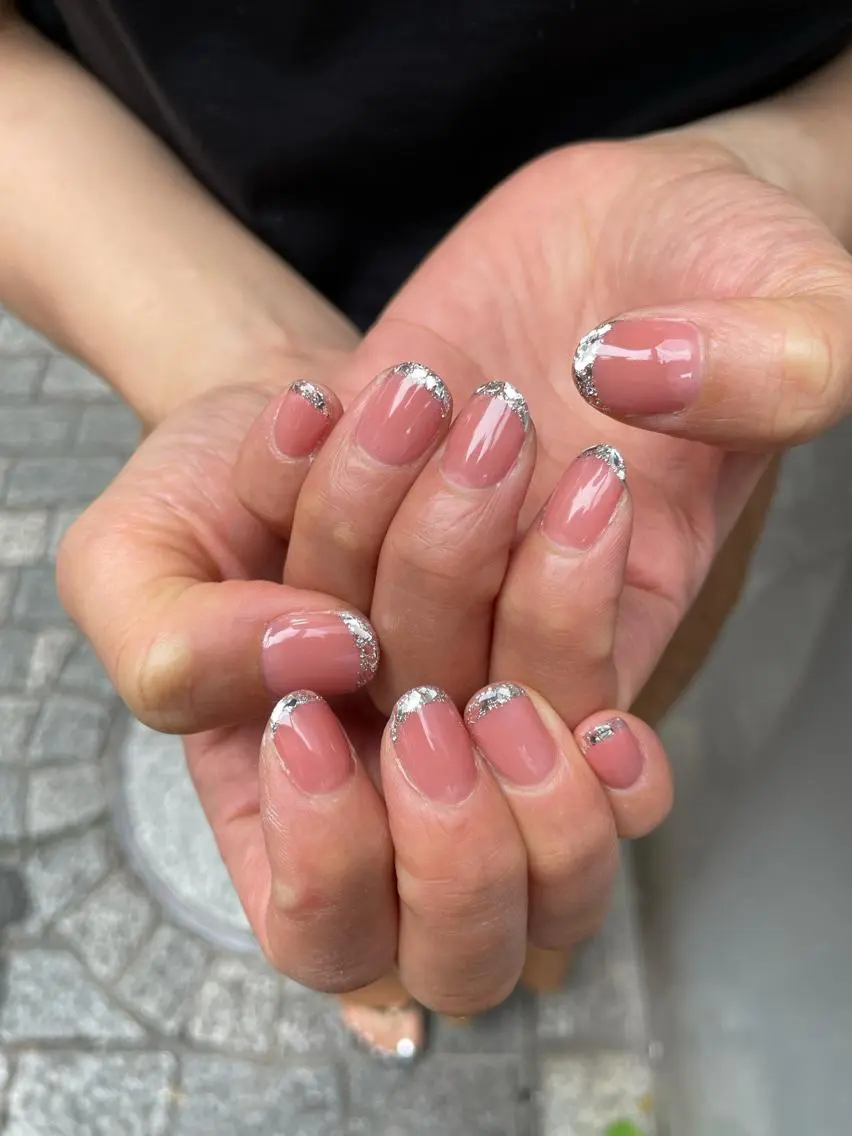 ネイル アートネイル フレンチネイル ガラスフレンチ 氷ネイル・うるうるネイル マグネットネイル MH_ Nailのネイルデザイン