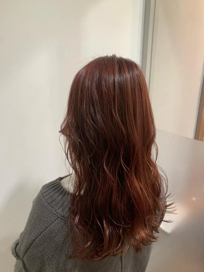 ロング カラー ブラウンカラー レッドカラー レッドブラウン カット ヘアカラー あべ ゆうかのヘアスタイル