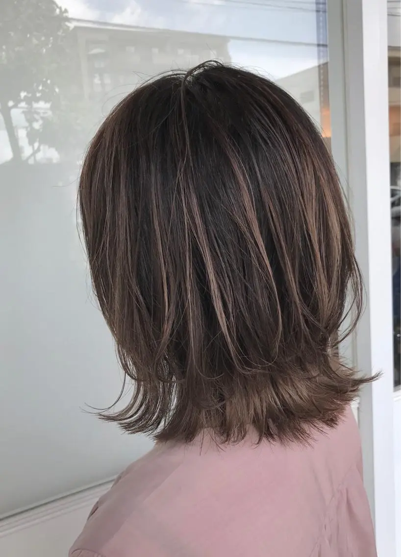 ミディアム カラー バレイヤージュ レイヤーカット ウルフカット 杉田 健太のヘアスタイル