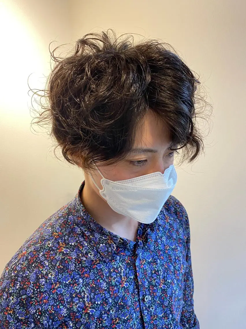 ショート カット パーマ 髪質改善 メンズパーマゆうひのヘアスタイル