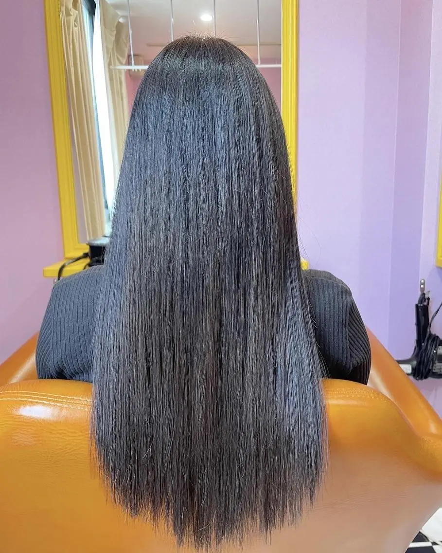 ロング 大阪レミーエクステ チビ編み込みのヘアスタイル