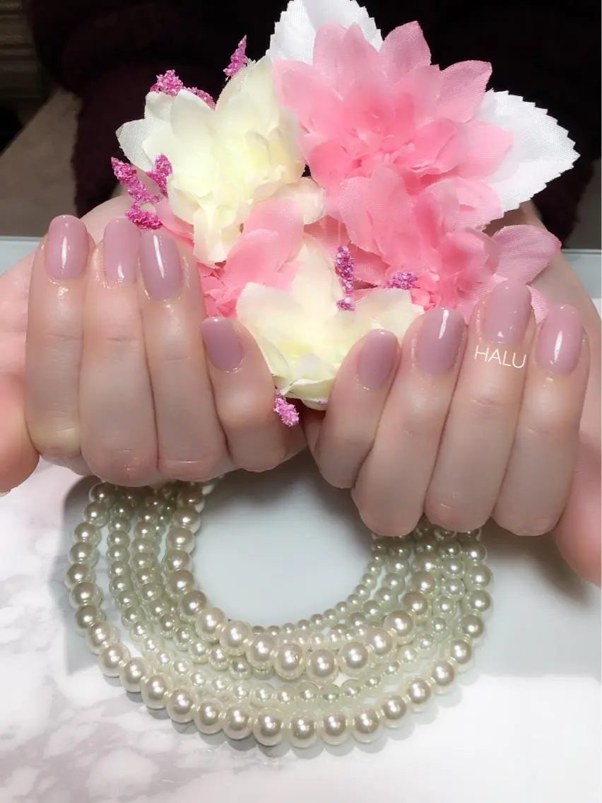 ネイル ブルー ワンカラーネイル ピンク HALU ハルのネイルデザイン