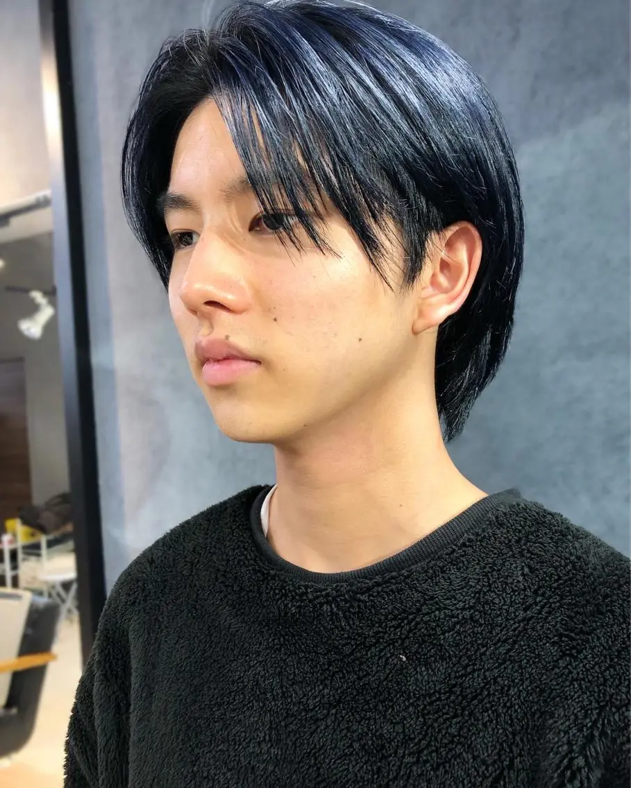 カラー ヘアアレンジ 黒髪 ブリーチ ネイビーカラー カット ヘアカラー トリートメント ヘアセット メンズ特化✂️栗原 侑也のヘアスタイル