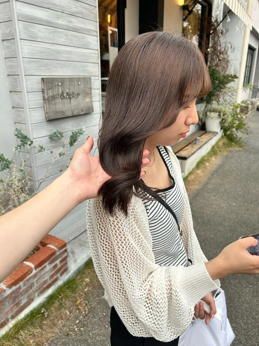 セミロング カット ヘアカラー トリートメント 問屋町chapter 日笠快生のヘアスタイル