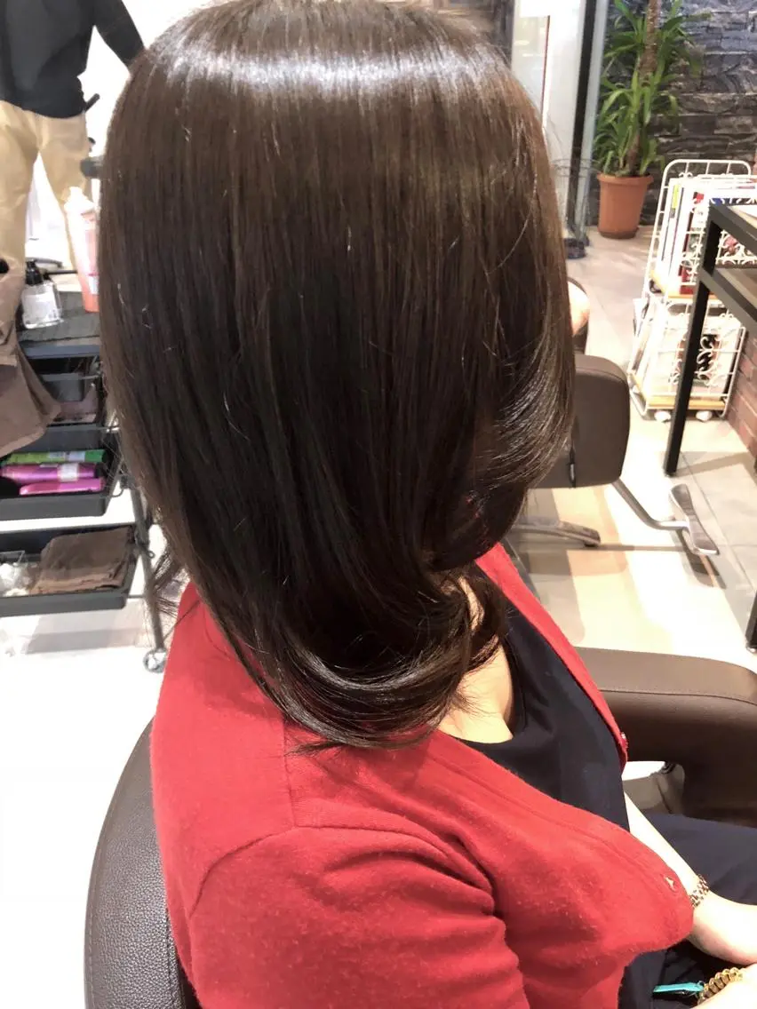 セミロング カラー 笠谷 正之のヘアスタイル