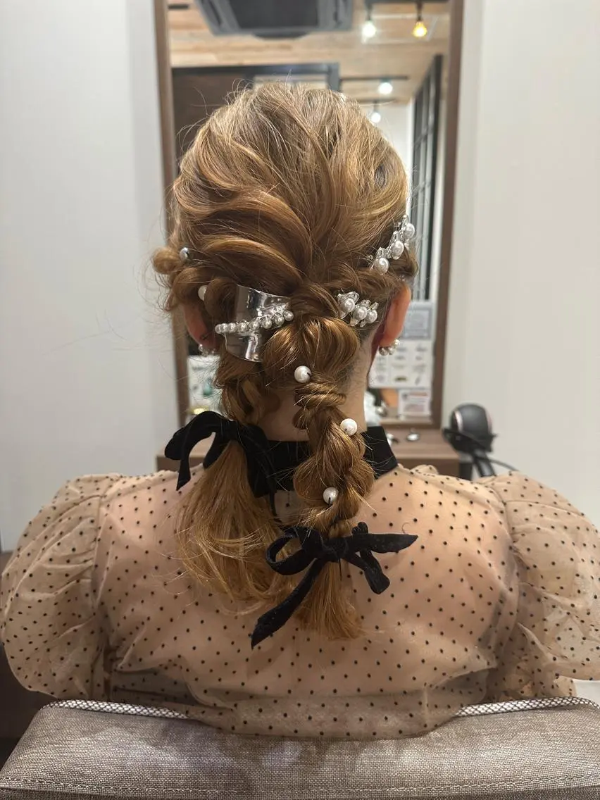 ミディアム ヘアアレンジ ヘアセット 💙美髪救世主💙 関華蓮のヘアスタイル