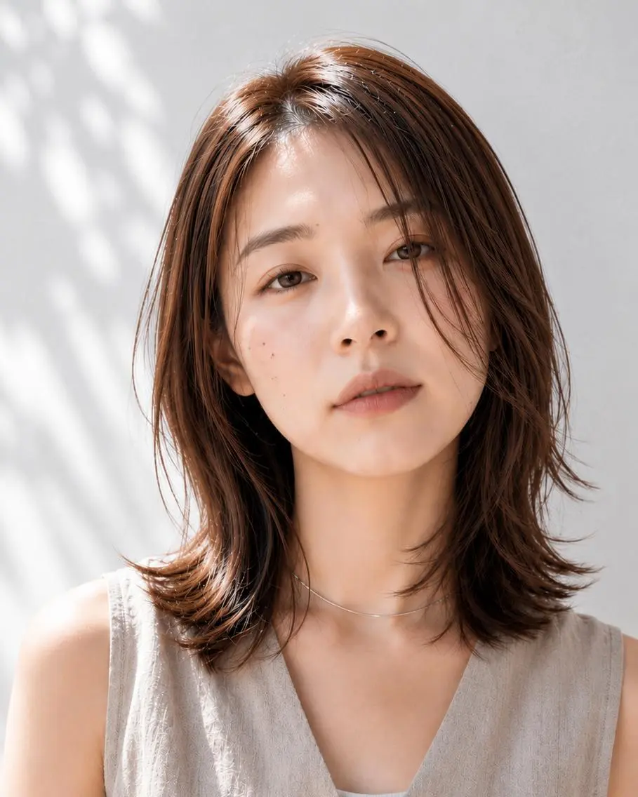 ミディアム ブリーチなし透明感 カラー🌷宮部楓奈のヘアスタイル